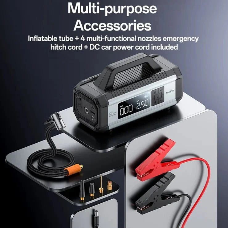 Yesido VC13 5-in-1 Car Jump Starter & Air Compressor – 10000mAh Battery Booster, Power Bank & LED Emergency Light