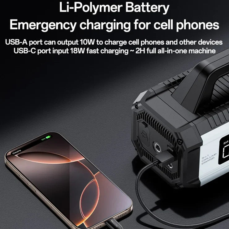 Yesido VC13 5-in-1 Car Jump Starter & Air Compressor – 10000mAh Battery Booster, Power Bank & LED Emergency Light